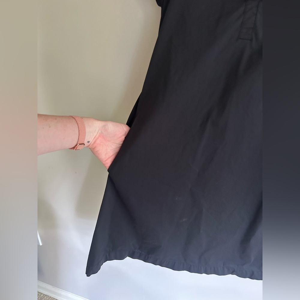 BCBG Paris Black Collared Shirt Dress Minimalist Capsule Luxury Stretch Cotton 6 - Picture 12 of 15
